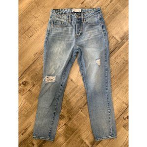 RSQ High-Rise Distressed Button Fly Boyfriend Denim Jeans Blue Womens Size 00/23